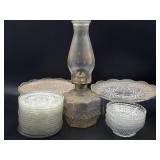 Wexford Glass Oil Lamp, Divided Plate, (2) 9.5"