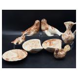 Brown Swirl Glazed Pottery Ashtrays, Seals, and