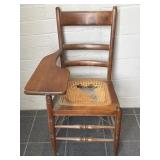 Antique Wood Cane Bottom Desk Chair