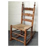 Antique Wood and Rope Seat Rocking Chair