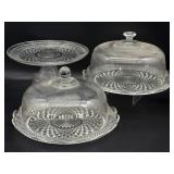 Wexford Glass Lidded Cake Plates and Cake Stand