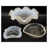 Ruffle Edge Bowl Hobnail Opalescent Glass Bowls