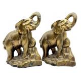 Vintage Elephant Metal Bookends 5" x 7.5" -