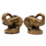 Vintage Elephant Metal Bookends 6" x 5.5"