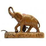 Vintage Elephant Painted Cast Iron Doorstop Lamp