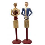 (2) Vintage Wood Lady Napkin Doll Napkin Holders