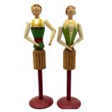 (2) Vintage Wood Lady Napkin Doll Napkin Holders
