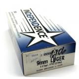 (50) Rnds 9mm, Independence 115 Gr FMJ