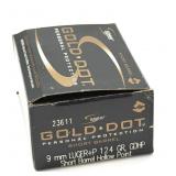 (20) Rnds 9mm+P, Gold Dot, 124 Gr. GDHP