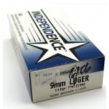 (50) Rnds 9mm, Independence 115 Gr FMJ