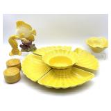 Yellow Ceramic Dishes, Salt & Pepper Shakers, and Yellow Ceramic Dishes, Salt & Pepper Shakers, and