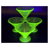 Uranium Glass Sherbet Cups - one is chipped - Uranium Glass Sherbet Cups - one is chipped -