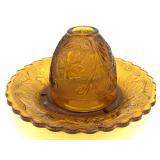 Vintage Tiara Indiana Amber Glass Fairy Lamp 7.5" Vintage Tiara Indiana Amber Glass Fairy Lamp 7.5"