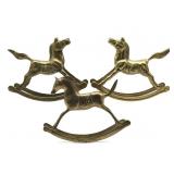 (3) Vintage Brass Rocking Horses 7.5" x 5.5" (3) Vintage Brass Rocking Horses 7.5" x 5.5"