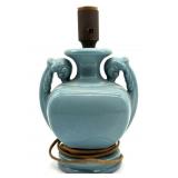 Vintage Blue Ceramic Table Lamp 10"- chip on Vintage Blue Ceramic Table Lamp 10"- chip on