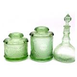 Indiana Glass Tiara Chantilly Green Floral Flower Indiana Glass Tiara Chantilly Green Floral Flower