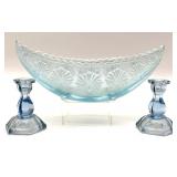 Vintage Aquamarine Blue Dish 9.25" x 3.5" and Vintage Aquamarine Blue Dish 9.25" x 3.5" and