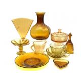 Amber Glass Vase, Amber Glass Fan Vase, Tiara Amber Glass Vase, Amber Glass Fan Vase, Tiara