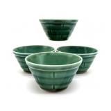 (4) Vintage Small Green Glaze Stoneware Bowls (4) Vintage Small Green Glaze Stoneware Bowls