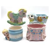 Vintage Ceramic Nursery Planters 4.25" Tall and Vintage Ceramic Nursery Planters 4.25" Tall and