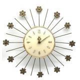 Vintage MCM Flower Starburst Metal Wall Clock 20 Vintage MCM Flower Starburst Metal Wall Clock 20