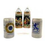 (4) Made in Germany Steins 9" Tall and Smaller (4) Made in Germany Steins 9" Tall and Smaller