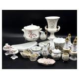 Vintage Lefton Porcelain Anniversary Vase, Salt & Vintage Lefton Porcelain Anniversary Vase, Salt &