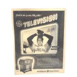 Bob Feller Autographed 1947 GE Advertisement 10"