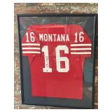 Joe Montana Autographed Jersey in Frame 33.5