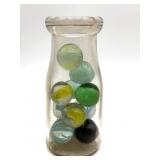 Shooter Marbles in Milk Bottle - bottle is 5.5"