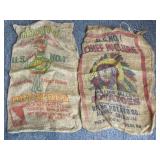 (2) Vintage Burlap Potato Sacks - Bench