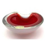 Murano Geode Red and White Encased in Clear