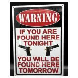 Warning Gun Metal Sign 12" x 17"