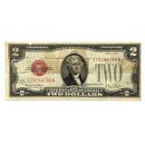Series 1928 G Two Dollar Red Seal Note (torn hole
