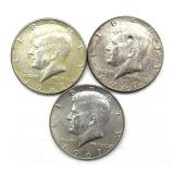 (3) 1967 Kennedy Half Dollars (One has a hole)