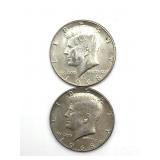 (2) 1968 Kennedy Half Dollars