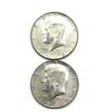 (2) 1968 Kennedy Half Dollars