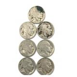 (7) Illegible Date Buffalo Nickels