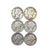 (6) Mercury Dimes