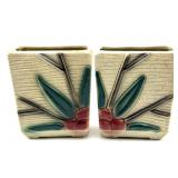 Vintage Royal Copley Berries Planter Vases 6" -