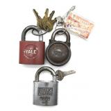 (3) Vintage Yale Locks with Keys (unknown if keys