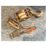 Block and Tackles and 14" Pipe Wrench