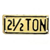 2 1/2 Ton License Plate Tag Topper
