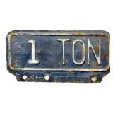 1 Ton License Plate Tag Topper