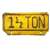 1 1/2 Ton License Plate Tag Topper
