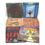 (6) Vinyl Record Albums : KISS, AC/DC, and More
