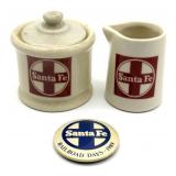 Vintage Santa Fe Railroad Creamer and Sugar and