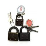 (3) Antique Yale Locks with Keys (unknown if keys