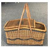 Vintage Wicker Picnic Basket with Nutcracker and
