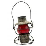 Antique Handlan MOPAC Railroad Lantern with Red
